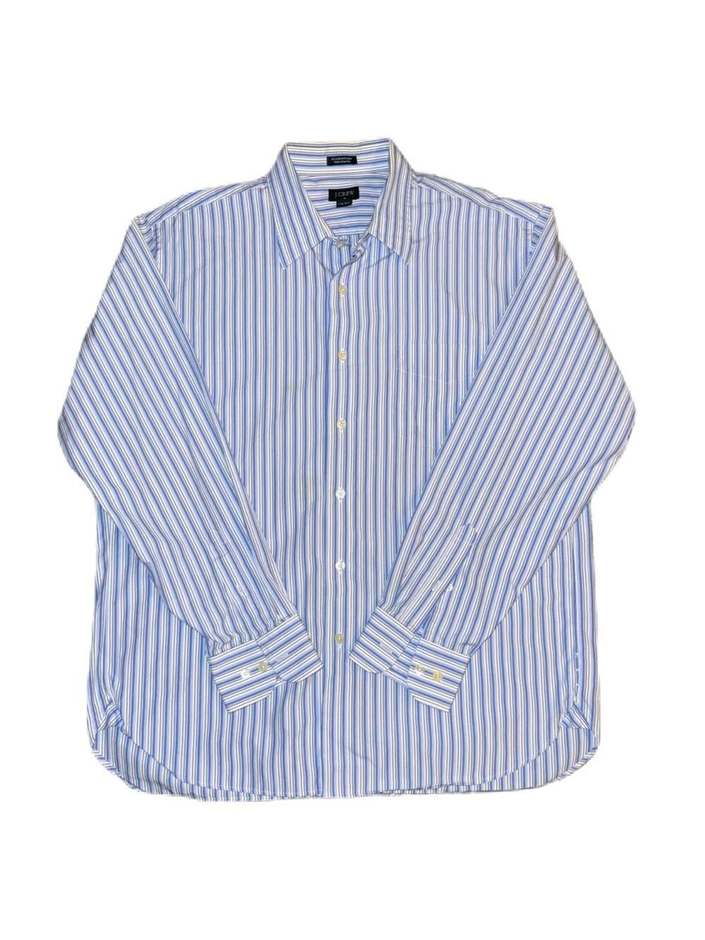 J.Crew Dress Shirt L Blue Stripes White Muti-color Business Dress Casual EUC